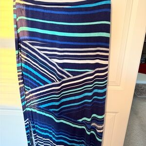 Striped Navy & Teal Maxi Skirt